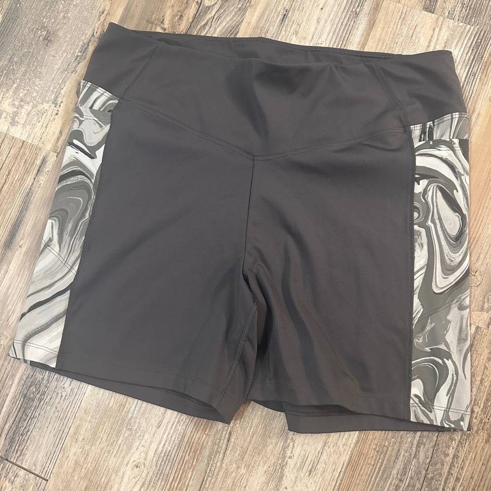 NWOT PINK Victoria's Secret Active Marble Side Pocket Biker Shorts Gray XXL